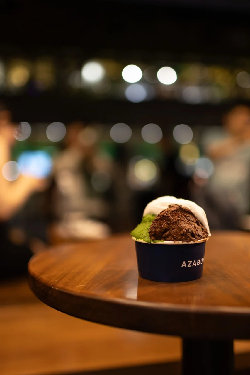 Chocolate and matcha ice cream